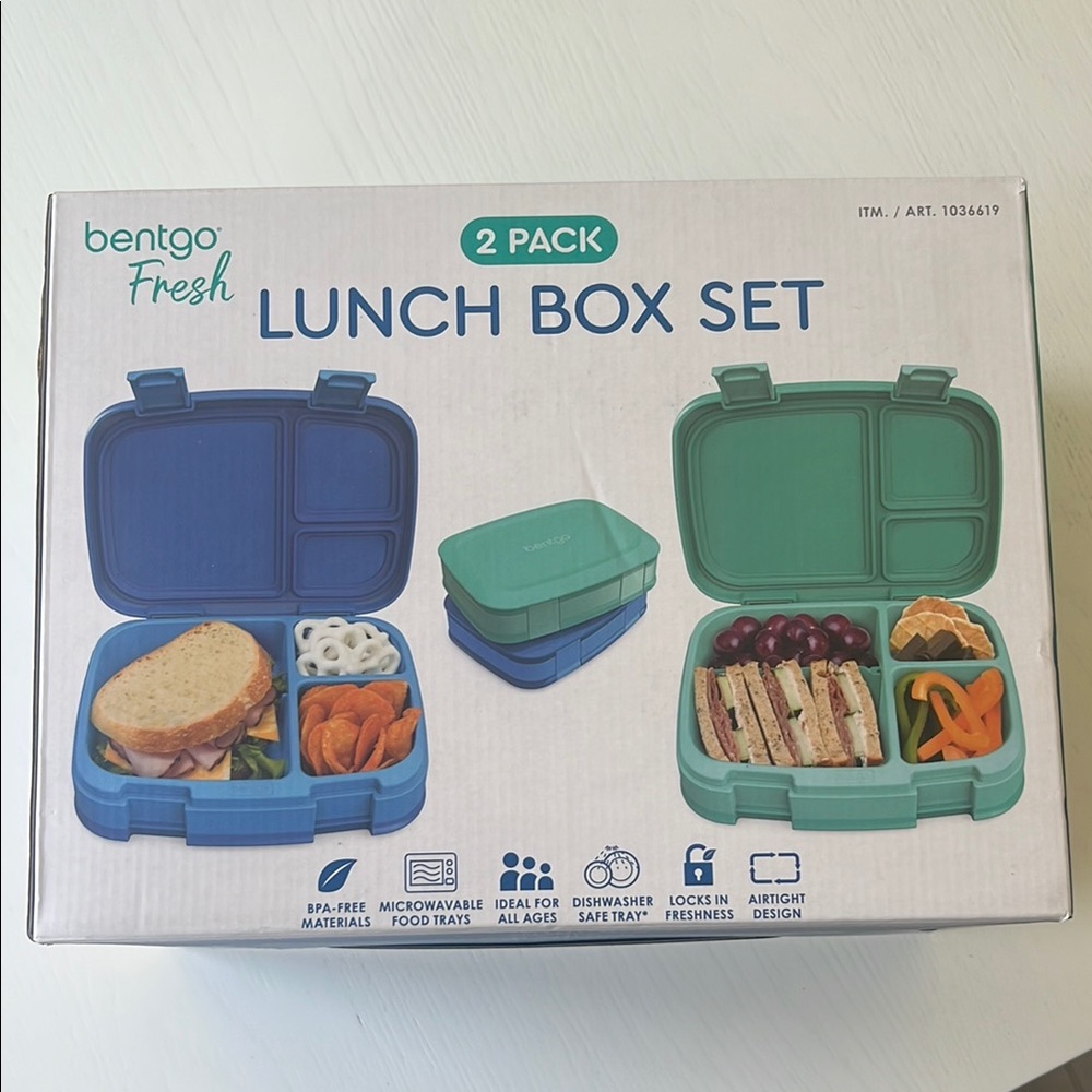 Bentgo Fresh Lunch Box Set - Blue and Green New, set of 2 Back to School!
